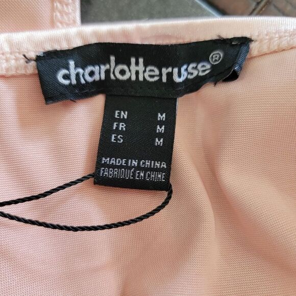 Charlotte russe peach Silky soft blouse size M bodysuit New with tag - Picture 5 of 7